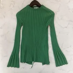 美品✴︎AEWEN MATOPH バックオープンリブニットトップス　緑　グリーン