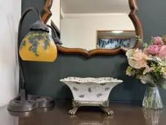 アンティーク風 花模様 陶器ボウル