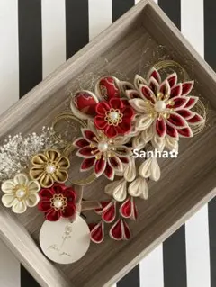 T-1119 つまみ細工 髪飾り 水引 成人式 卒業式 結婚式 七五三 髪飾り