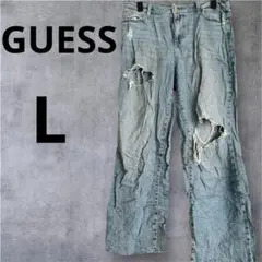 GUESS ゲス 29【美シルエット】ダメージ ワイド デニム パンツ ジーンズ