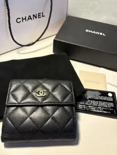 【証明書付き美品】CHANEL 二つ折り財布 マトラッセ キャビアスキン