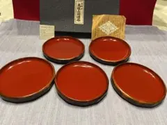 【美品】大内塗　山口　岡田忠亮作　本漆塗　金箔　秋草模様　会席膳　四方膳　5客 希少】大内塗 山口伝統工芸品 岡田忠亮作 本漆塗 金箔