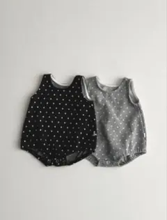 LINDO BEBE ドットロンパース（グレー）