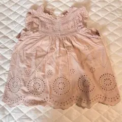 プティマイン コットンレース ノースリーブ ブラウス ピンク 100cm 女の子
