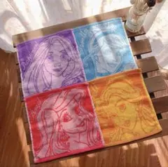 ディズニープリンセス タオルハンカチ4色セット 25*25