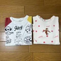 子供服　長袖カットソー2着セット　GUおさるのジョージ　しまむらディズニー