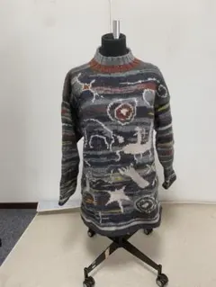 メンズ セーター 柄物 グレー系 M