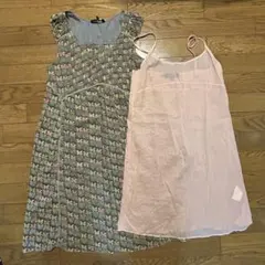 値下げ‼️Cotlac/コテラック蝶々柄ワンピース チュニック カーキ 1