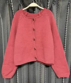 ピンク ニット 長袖セーター　ヴィンテージ　古着　ボタン付きカーディガン