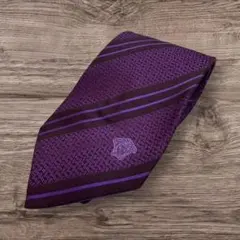 25I VERSACE ヴェルサーチ シルク ネクタイ パープル メデューサロゴ