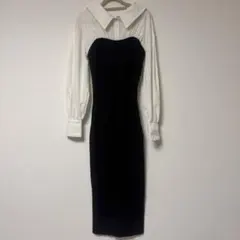 ROYAL PARTY　シャツドッキングニットタイトワンピース