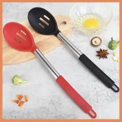 調理スプーン シリコーン穴あきスプーン キッチン用品 2点セット 穴あきお玉のサムネイル