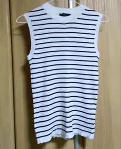 INGNI ノースリーブ リブニット ボーダー 白 × 黒
