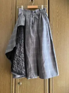 axes famme スカート　グレー系　チェック　巻きスカート風