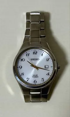 【稼働品】SEIKO セイコー ソーラー チタン デイト シルバー文字盤