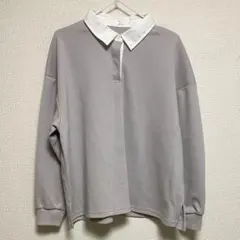 【試着のみ】衿付トップス ( ＬＬ グレージュ ) Honeys