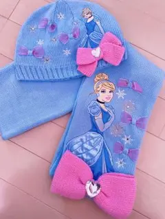 未使用品 ディズニープリンセス シンデレラ マフラー ニット帽