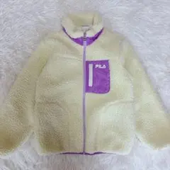 FILAフィラ フリースジャケット 150 防寒 アイボリー パープル