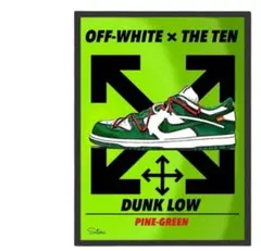 DUNK LOW pine Green Off-White ポスター額縁付きのサムネイル