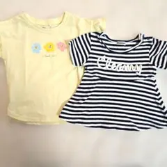 花柄とストライプのTシャツセット 90