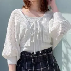 one way 7分袖メッシュボレロアンサンブル ホワイトのサムネイル