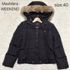 美品 マックスマーラ ダウンジャケット 黒 フード　リアルファー 2way 40のサムネイル