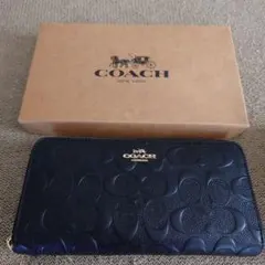 COACH 長財布 シグネチャー　ブラック　パテントレザー