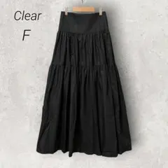 クリア Clear ティアードボリュームロングスカート【F】ブラック ギャザーのサムネイル