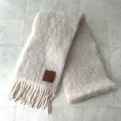 超美品、！ロエベモヘア混紡 マフラー レザーパッチ付き 楽天市場】【国内正規品/ショップバッグ付】LOEWE ロエベ