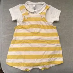 プチバトー イエローオーバーオールセット