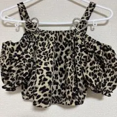 レディーストップス オフショルダー レオパードトップス