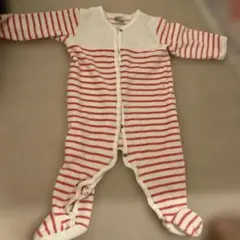 【67】PETIT BATEAU ボーダーロンパース 6m