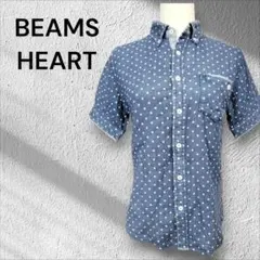 BEAMS HEART 水玉 半袖シャツ　ネイビーのサムネイル