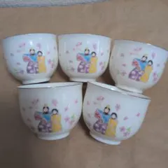 【新品未使用】前畑 雛みやび 湯呑み 5客セット ひな祭り 和食器 庫山窯