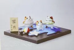 【美品】猫舎道楽堂本舗 「でぞめしき」 出初式 羽子板 縁起物 置物 新品 未開封 猫舎道楽堂本舗 可愛い縁起物 置物 「卯月」4月置物飾り