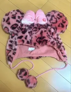 ディズニー ファンキャップ ミニー 豹柄 ヒョウ柄 ピンク 平成 廃盤 レア