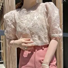 CPCM 花柄オーガンジー2WAYパワショルブラウス