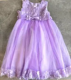 ドレス　パープル　チュール　花モチーフ　発表会　【120cm】