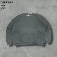 00sJERZEESジャージーズ無地スウェットグレー前Vガゼットゆるだぼ2XL