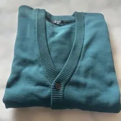 ダークグリーン ニットカーディガン