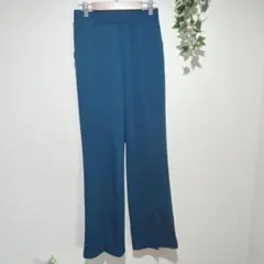 【アルマデザイン】スリット入りテーパードパンツ Sサイズ　青緑