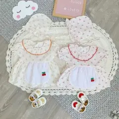 新品 ♡ ワンピース風 ロンパース オレンジ 73cm ボンネット付き