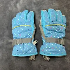 Alpine DESIGN キッズ スキーグローブ 水色 ドット柄