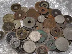 小判穴銭銅銭銀貨雑銭色々まとめて 桐箱おまけ お宝探し日本古銭 万延