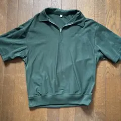 ダークグリーン ハーフジップポロシャツ
