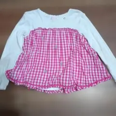 mezzo piano 130 長袖Tシャツ ギンガムチェックドッキングシャツ