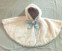 SALE fafa フェフェ もこもこ フード ポンチョ ボア リボン ピンク