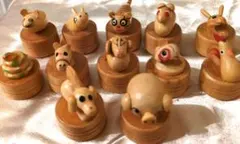 木製動物置物 12個セット 十二支の鉛筆削り 箱は壊れています