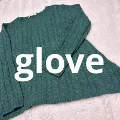 grove ケーブル編み グリーンニットセーター