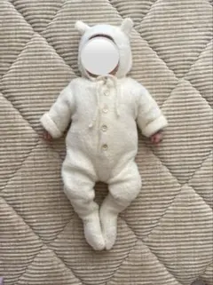 アイボリー フワフワロンパース 80